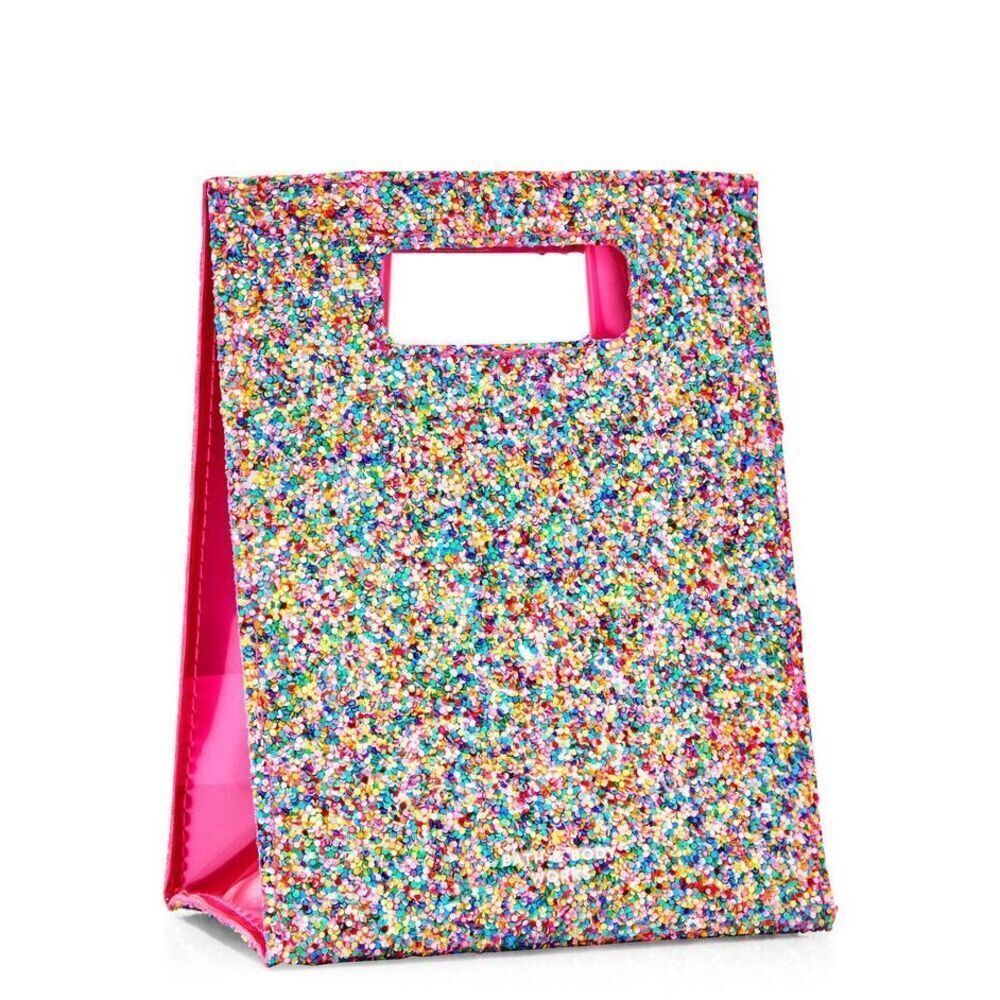 Bath & Body Works Rainbow Glitter Reusable Gift Bag Mini Tote Sparkle NWT